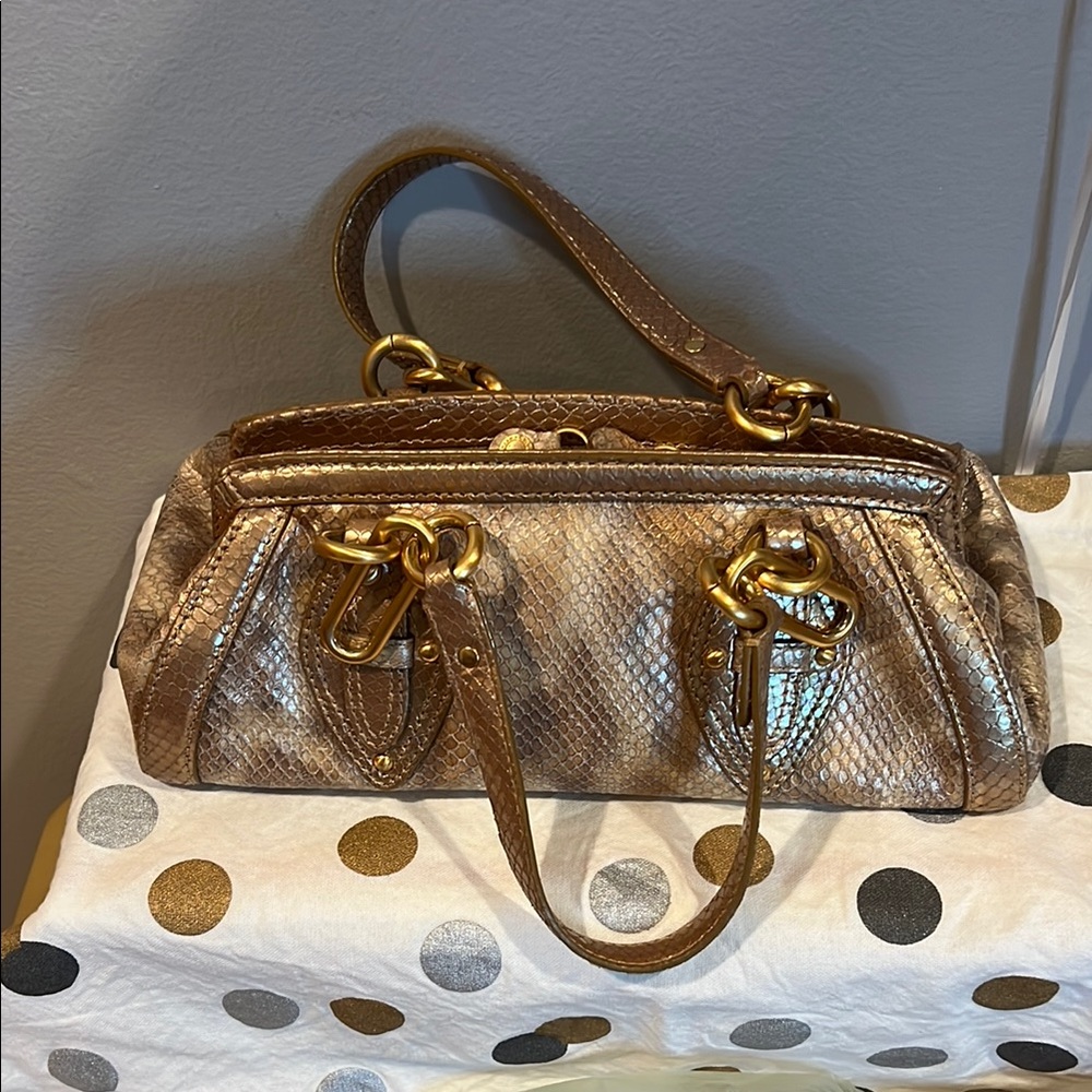 Cole Hahn EUC Gold Satchel Bag